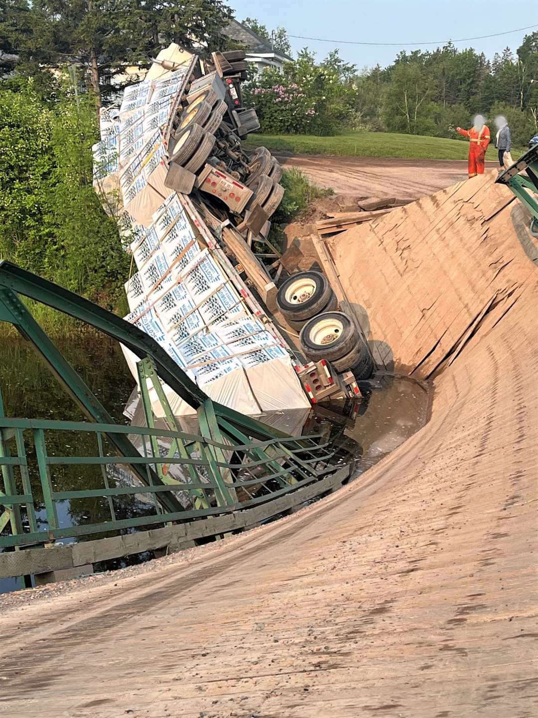 Due to a bridge collapse Lake Rd. in French River Colchester