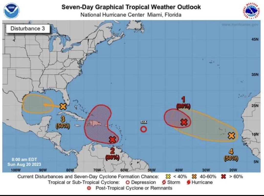 The National Hurricane Center is monitoring five weather systems with 